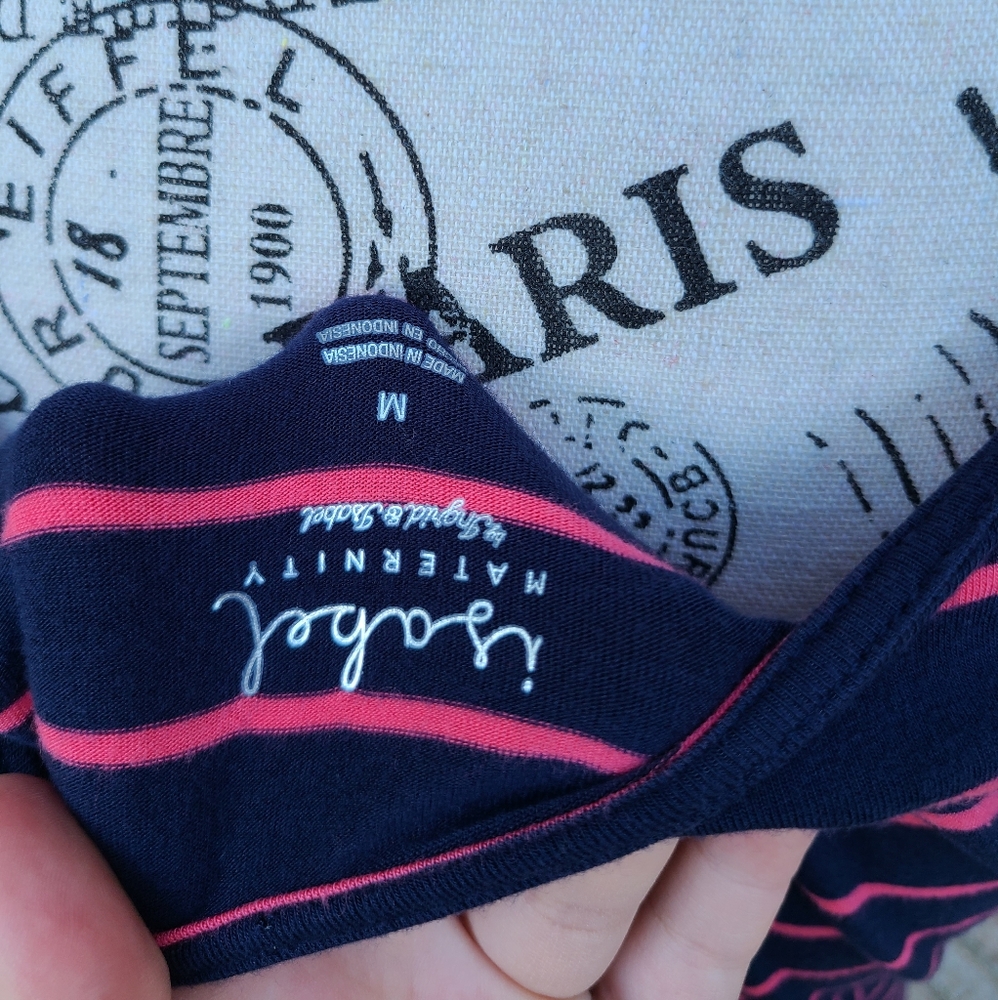 Isabel Maternity Maxi Dress Striped Blue Pink Medium - Picture 4 of 5